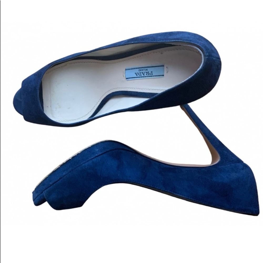 SOLD - Prada Blue Suede Heels